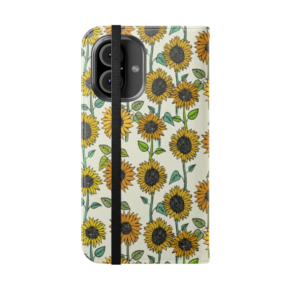 Vibrant sunflower phone case with a painted floral design - Folded Front