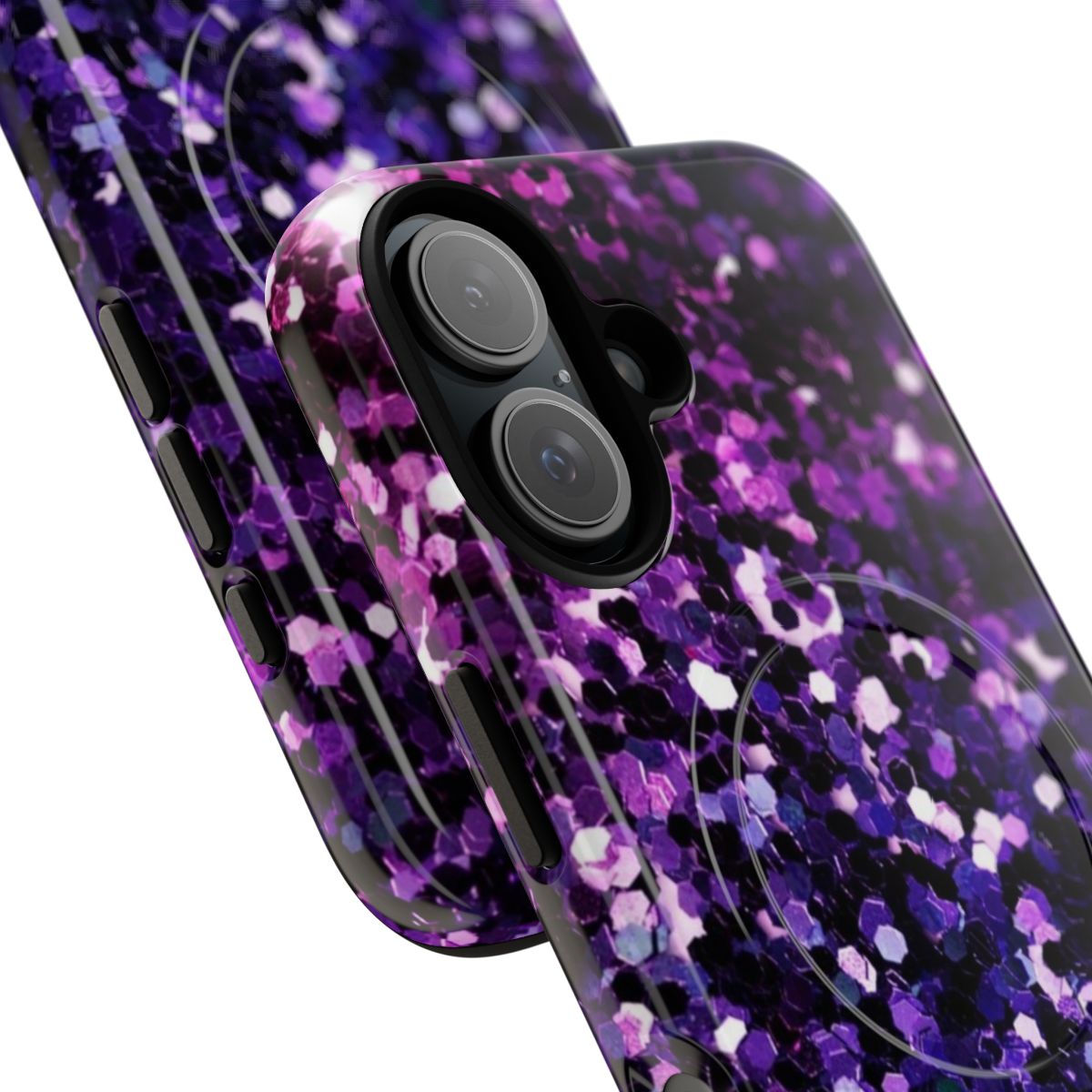 Purple ombre phone case with sparkling stardust glitter design - Detail