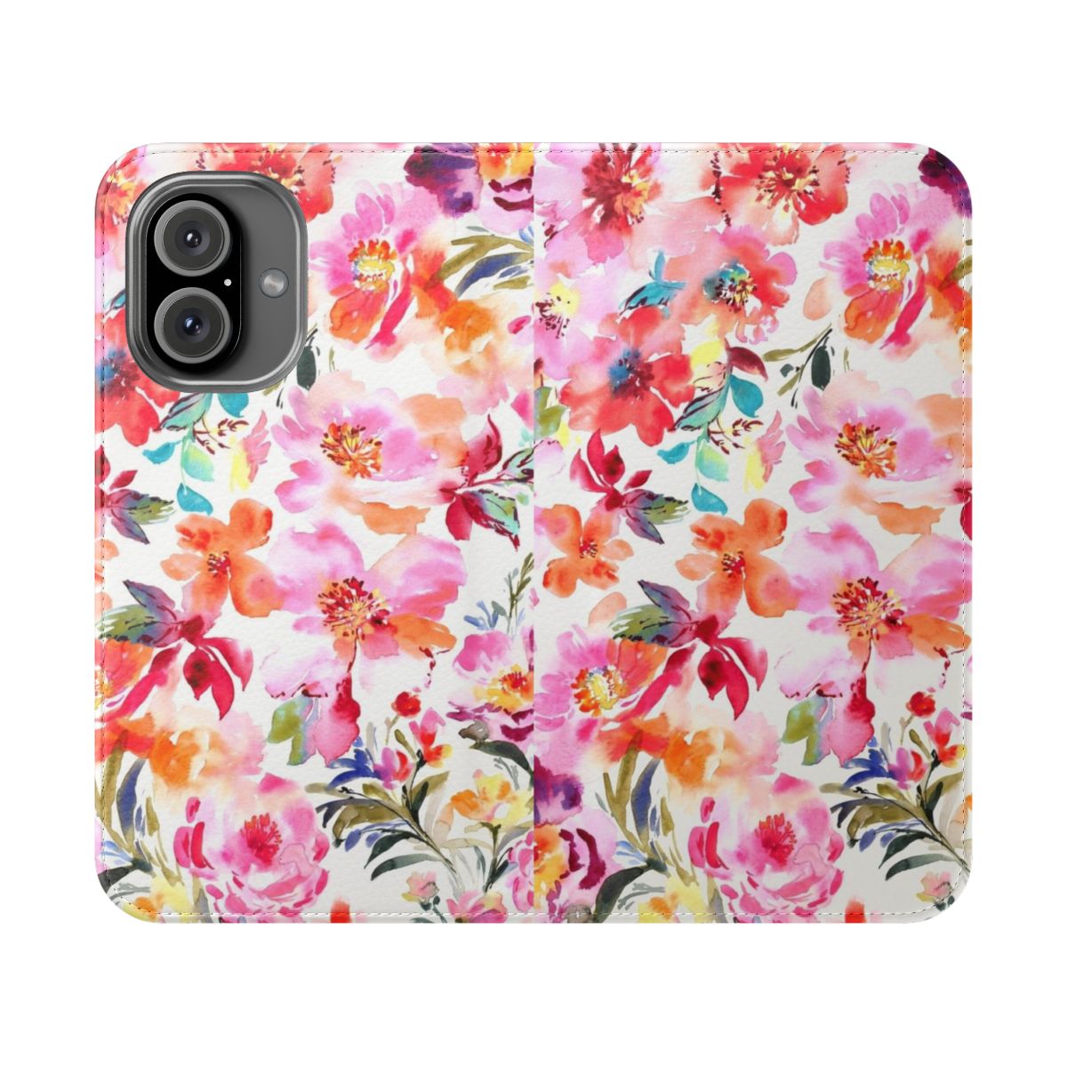 Colorful spring floral watercolor design on a protective phone case