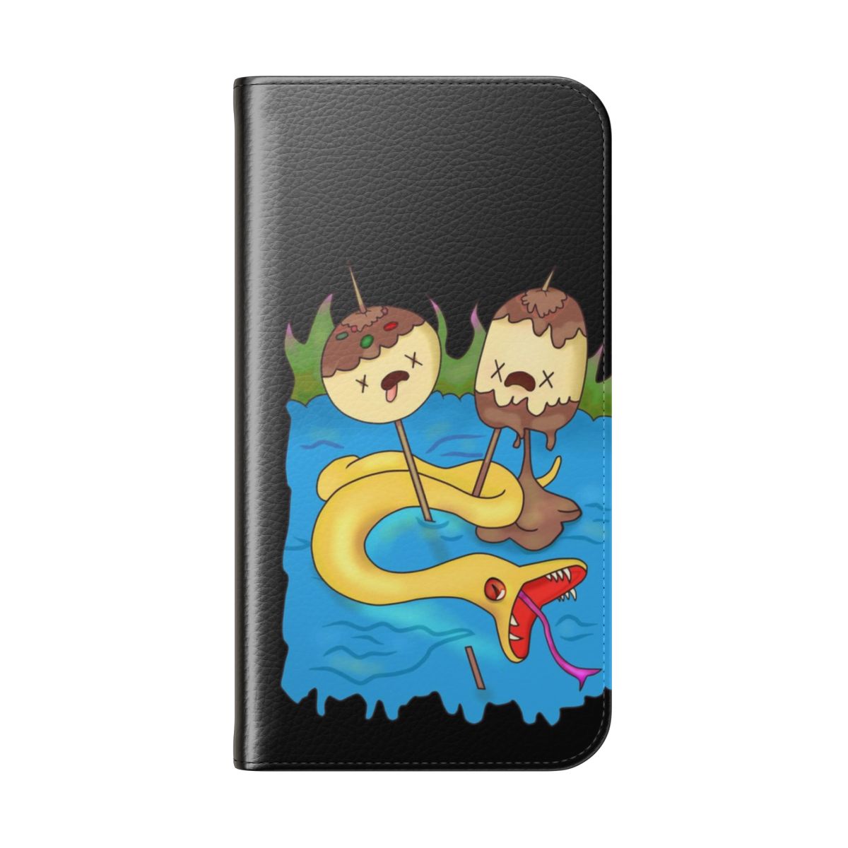 Flip cover phone case featuring Marceline the Vampire Queen and Princess Bubblegum from the animated series Adventure Time - Folded Back