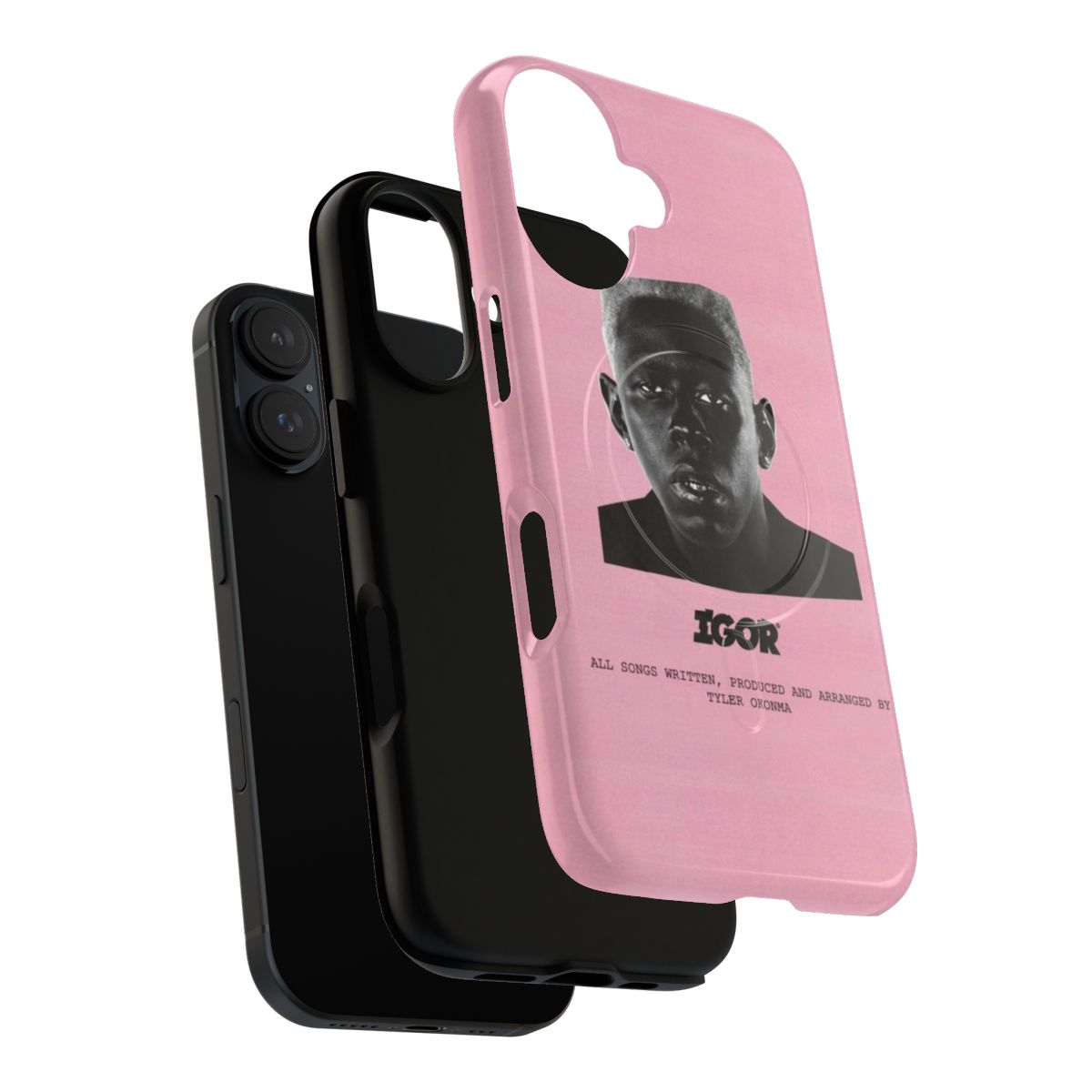 Magnetic phone case with pink and black design inspired by Tyler, The Creator's IGOR album cover - Layers