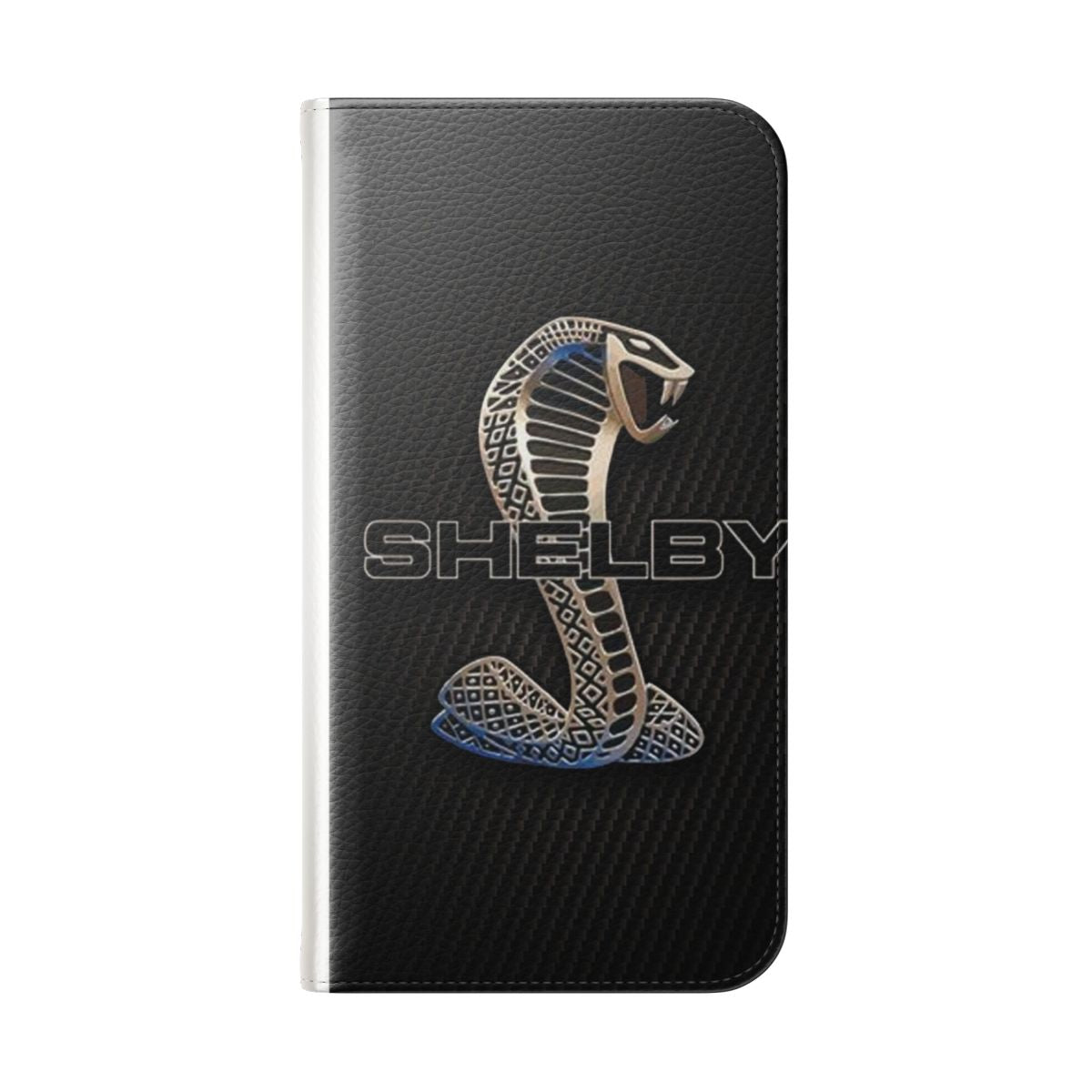 Carbon fiber phone case with Shelby Cobra design - Folded Back