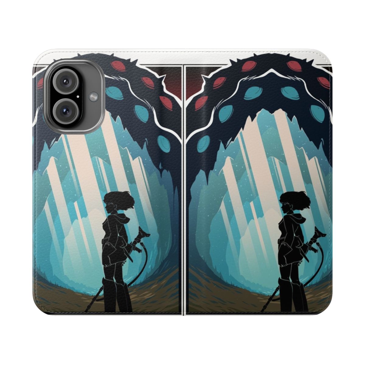 Artistic silhouette design of Ohmus from the Studio Ghibli film "Nausicaa of the Valley of the Wind" on a sleek phone case.