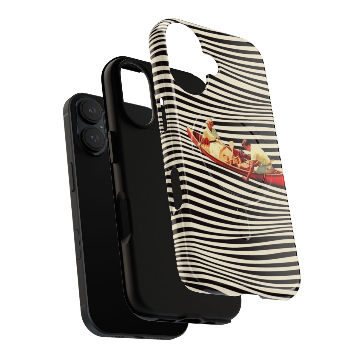 Surreal phone case with optical illusion and retro collage design - Layers