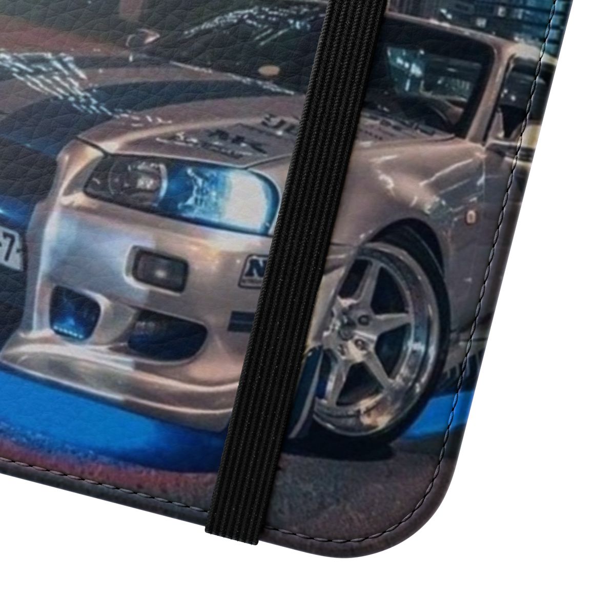 Vibrant car illustration phone case with Nissan Skyline design - Close Up