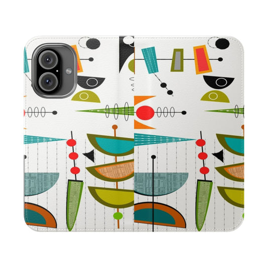 Retro abstract phone case with mid-century modern inspired design