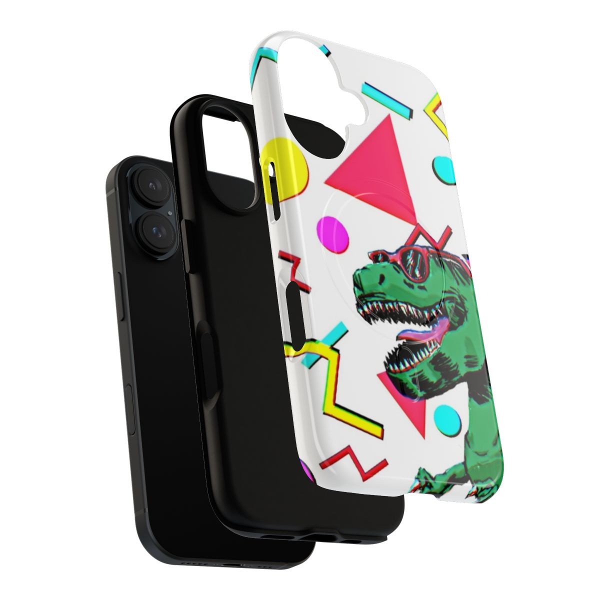 Retro 90s dinosaur-themed magnetic tough phone case - Layers