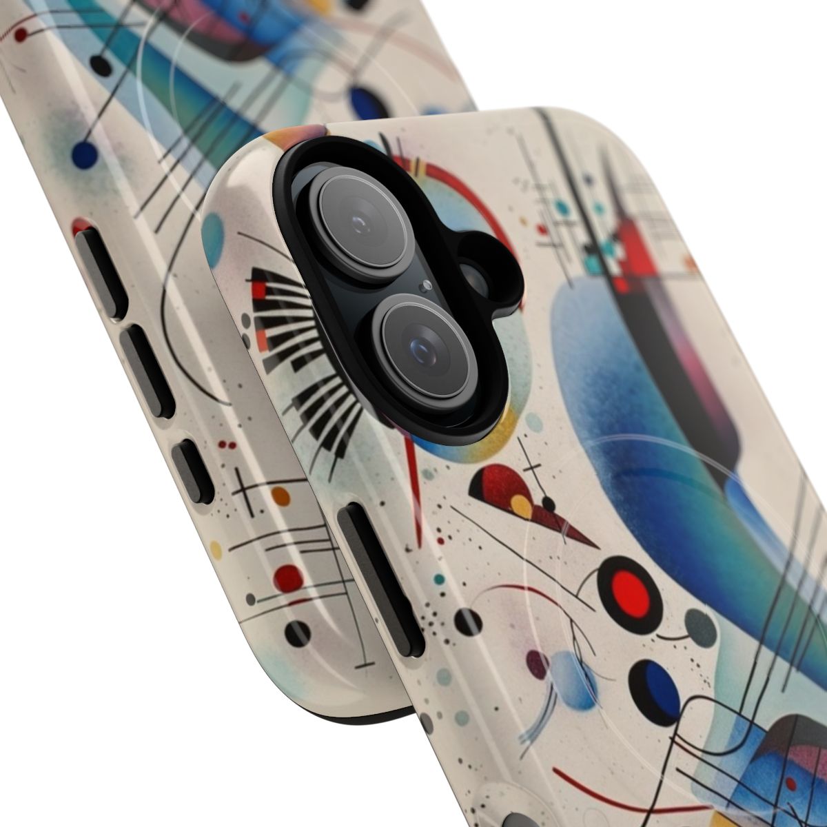 Colorful Kandinsky-inspired abstract art design on a phone case - Detail