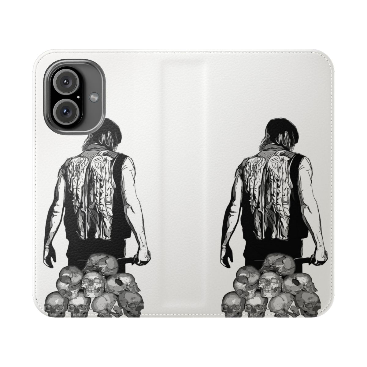 Flip phone case inspired by the popular TV series The Walking Dead, featuring Daryl Dixon character art.