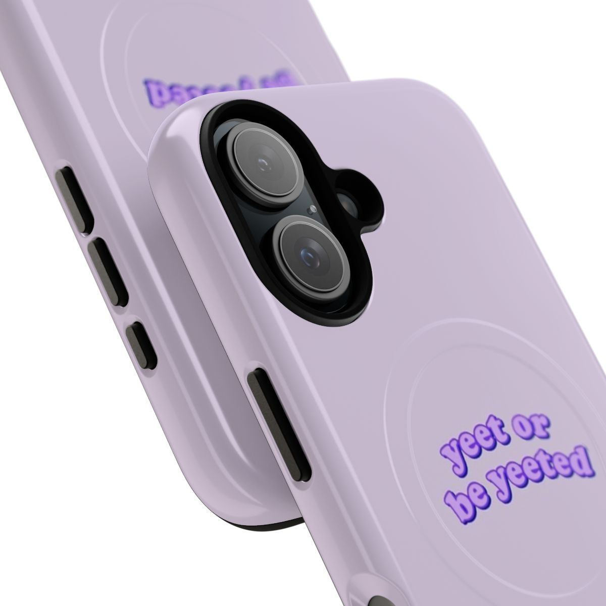 Magnetic phone case with a "yeet or be yeeted" meme design - Detail