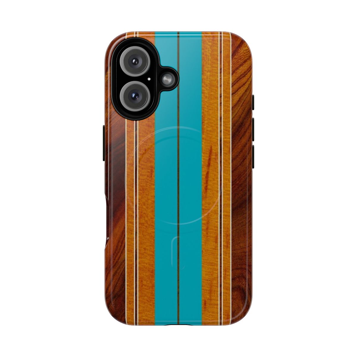 Teal magnetic tough case with vintage Hawaiian surfboard graphic design