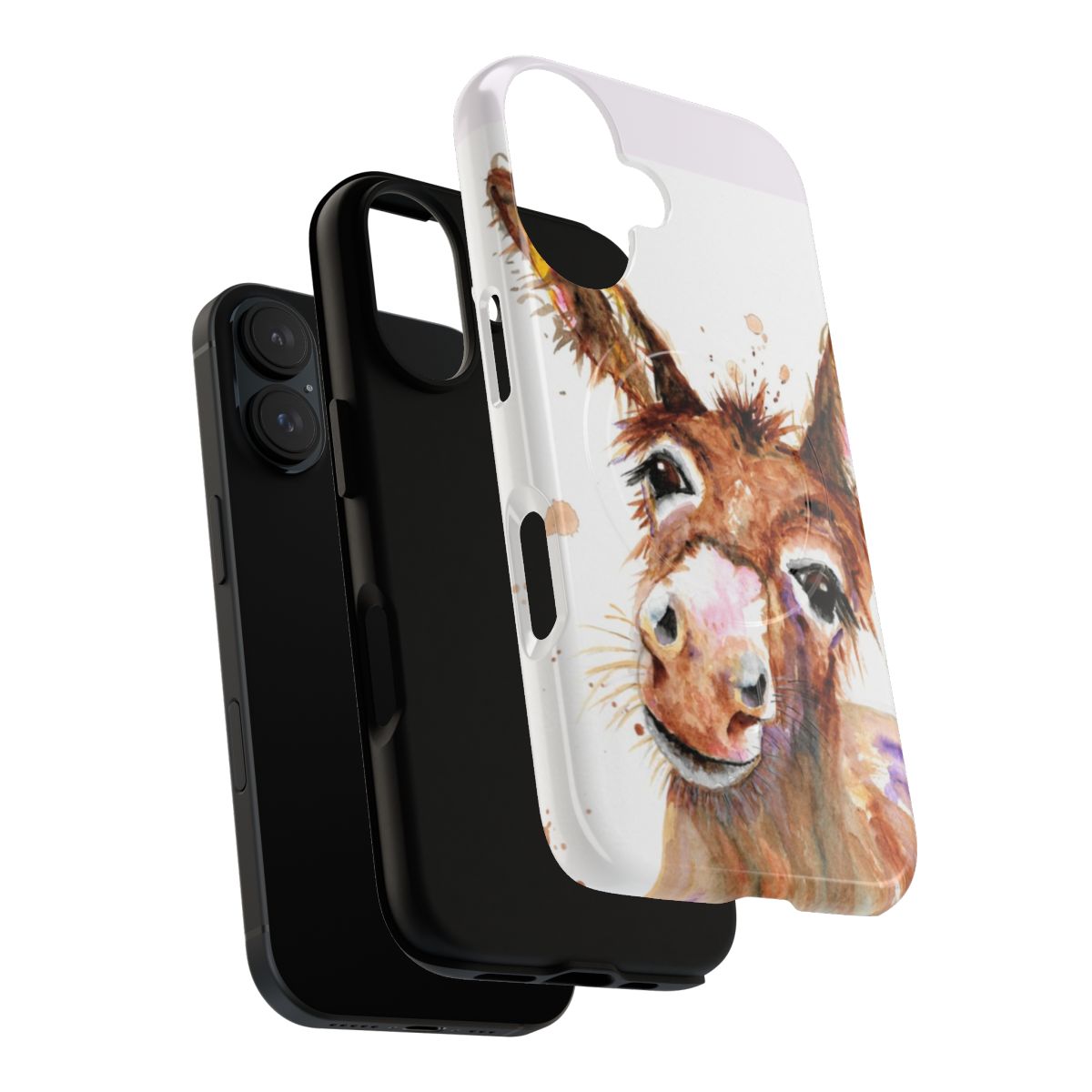 Cute and unique phone case featuring a donkey face illustration - Layers