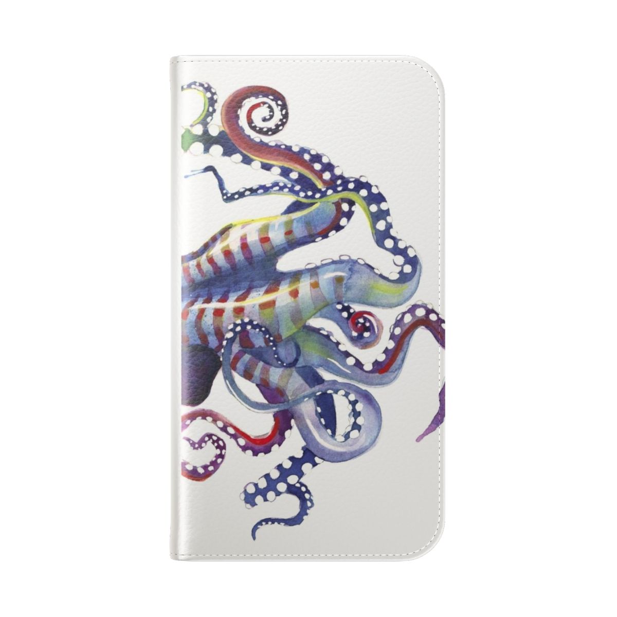 Whimsical watercolor illustration of a sea monster on a phone case - Folded Back