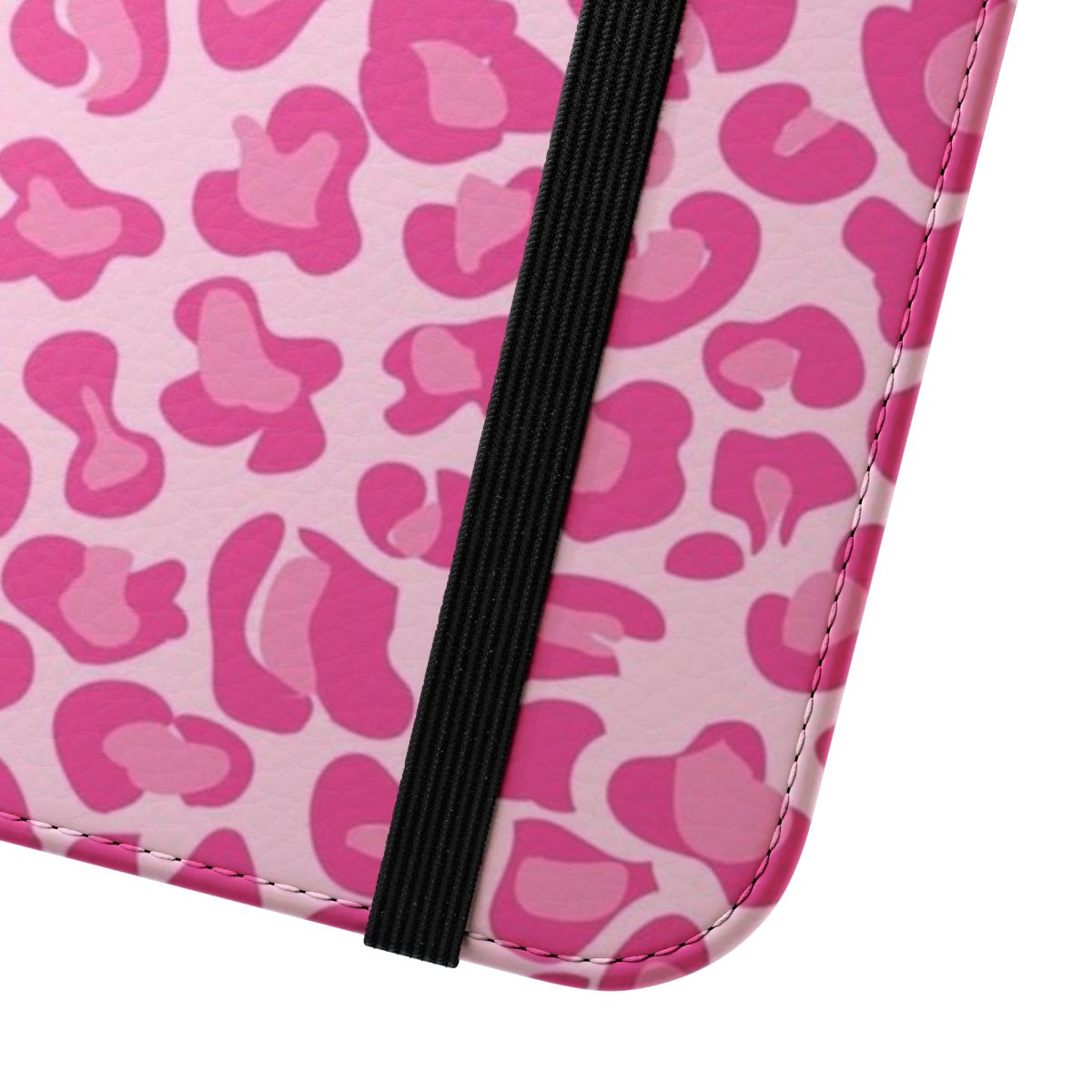 A fashionable pink leopard print flip cover phone case - Close Up