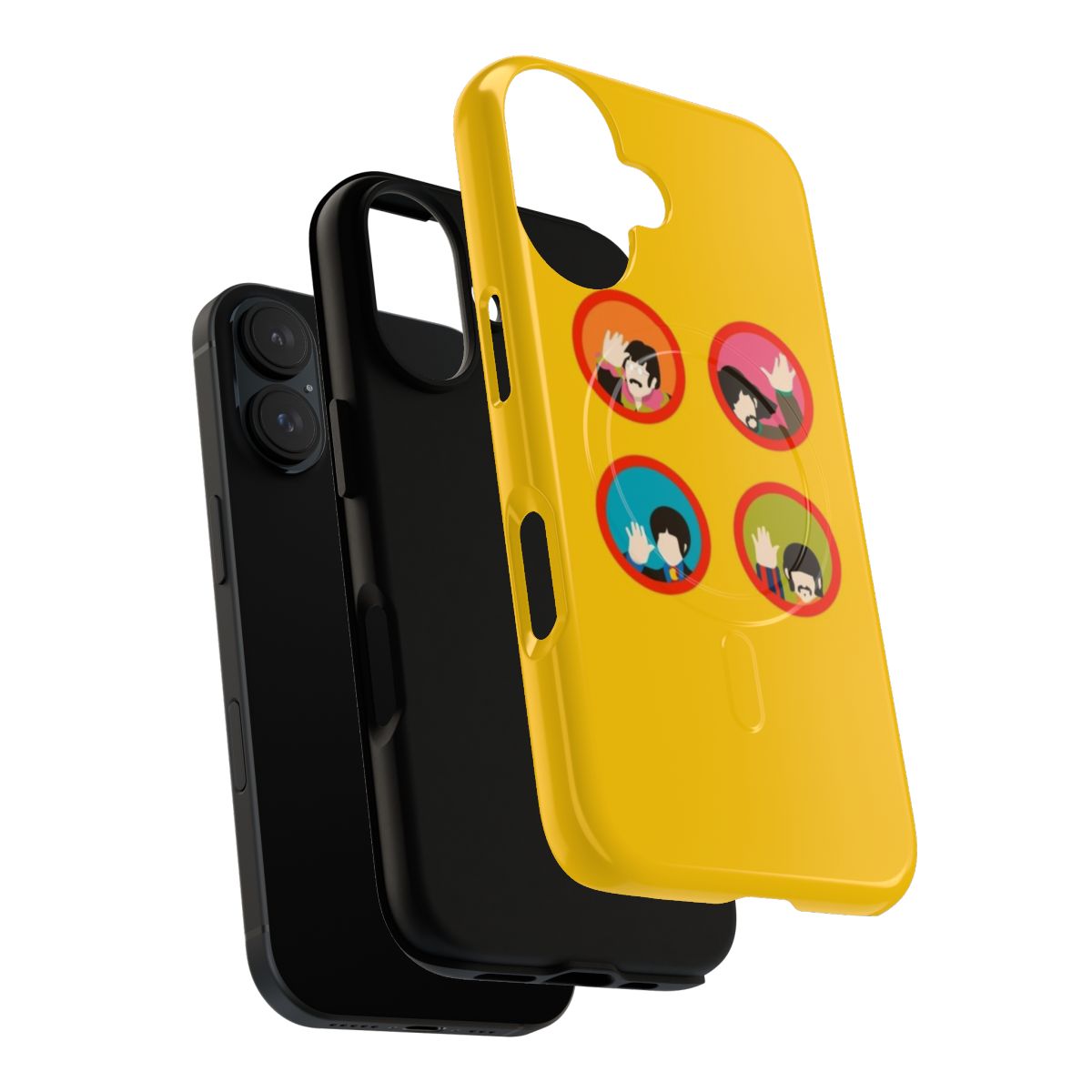 Vibrant yellow submarine design on a durable magnetic phone case - Layers