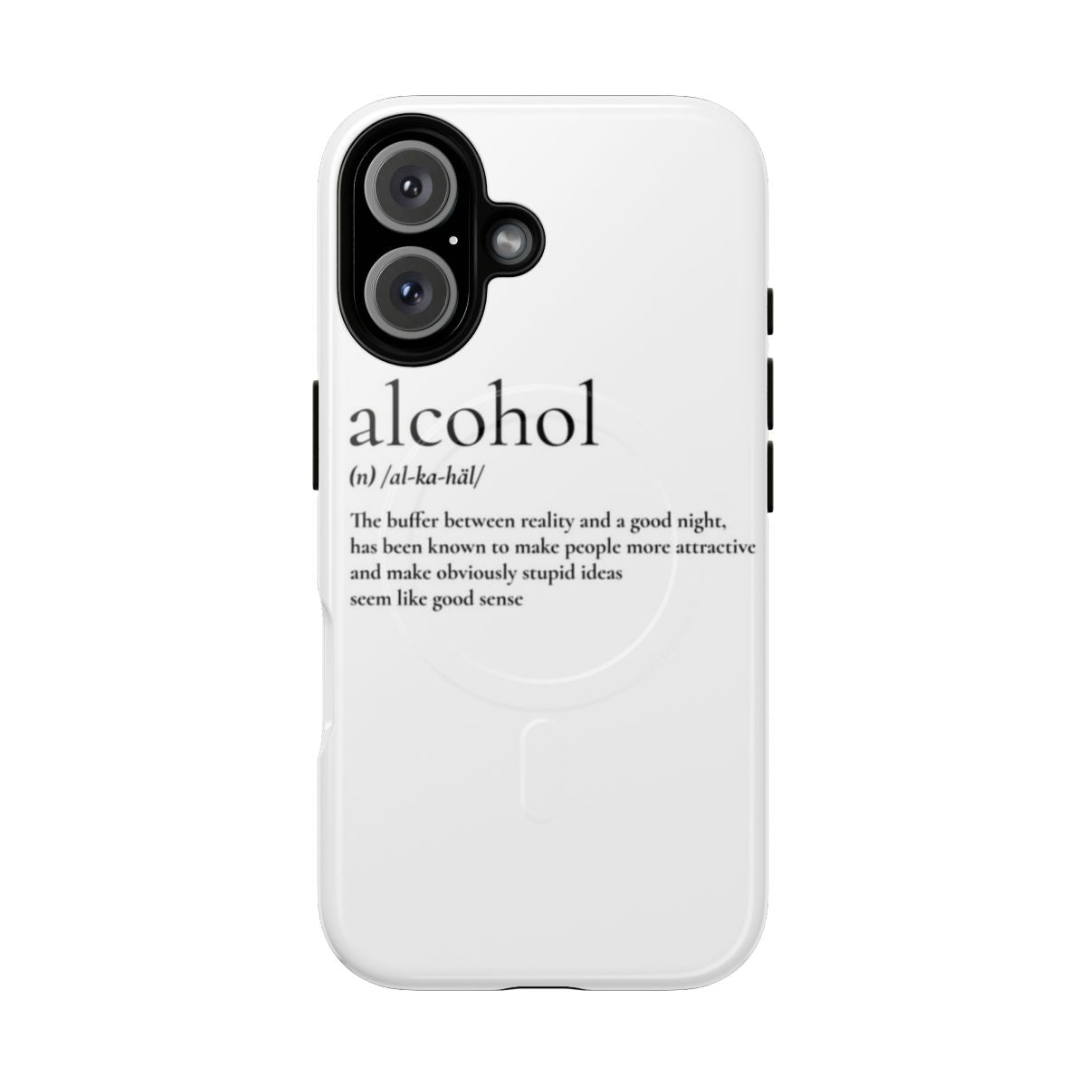 Durable and humorous magnetic phone case with alcohol-related word definition