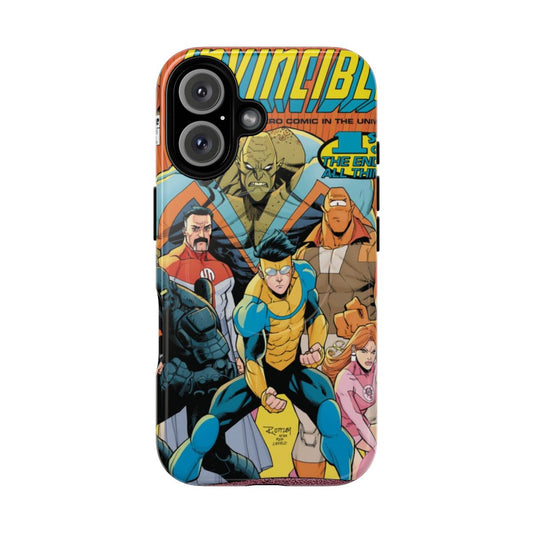 Tough magnetic phone case with an Invincible-inspired design