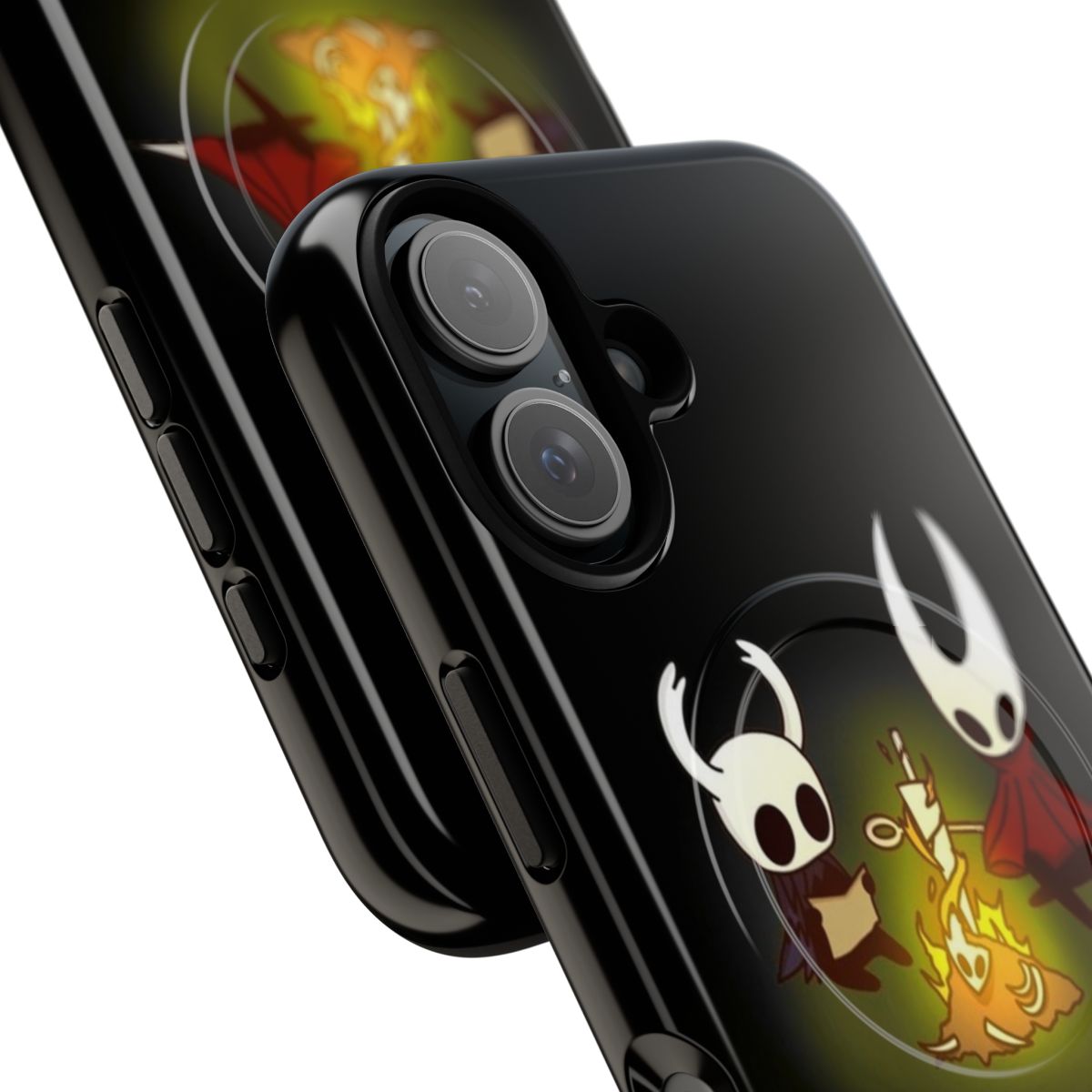 Hollow Knight & Hornet Magnetic Tough Phone Case featuring a bonfire design - Detail