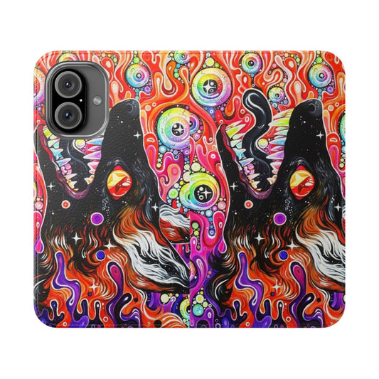 Vibrant psychedelic fox design phone case cover