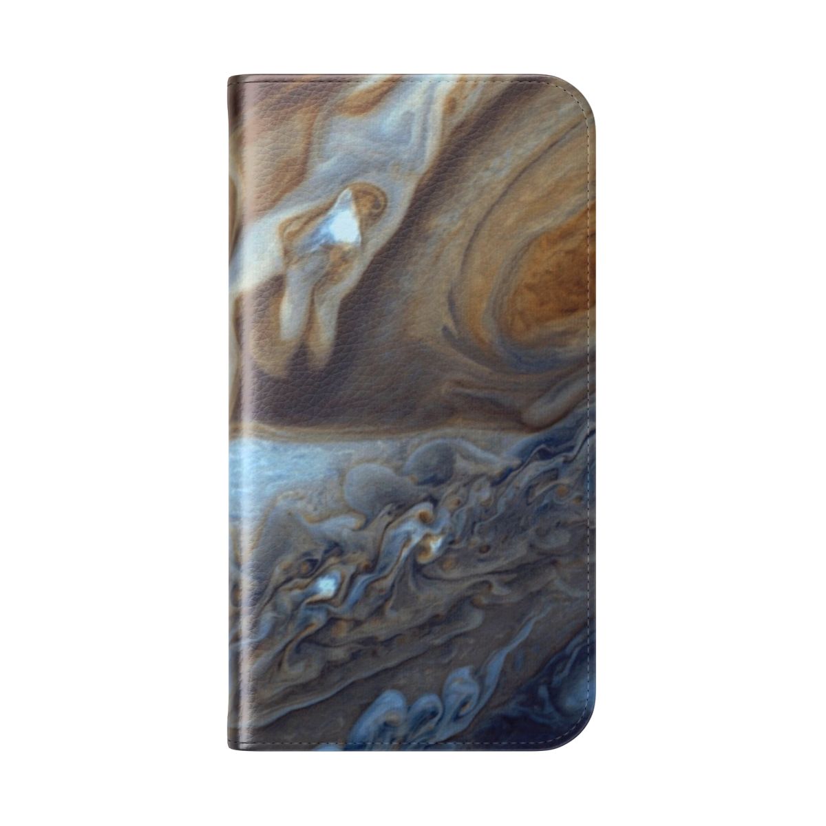 Vibrant flip cover phone case featuring stunning images of the planet Jupiter, nebulae, and galaxies from the Hubble telescope. - Folded Back