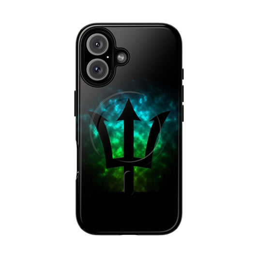 Magnetic tough phone case with trident and Poseidon design for Percy Jackson fans