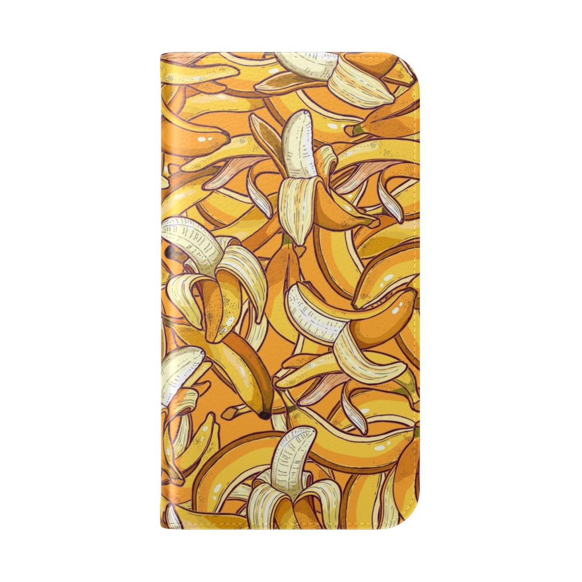 Colorful yellow banana-themed flip cover phone case - Folded Back