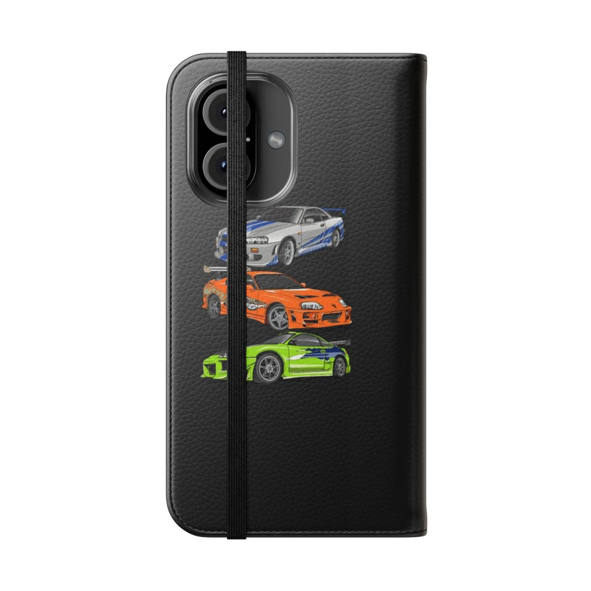 Flip cover phone case with Fast and Furious inspired design - Folded Front