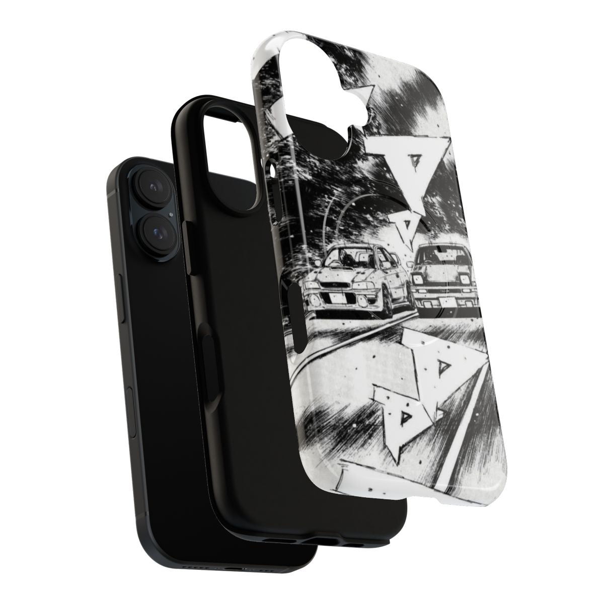 Initial D inspired magnetic tough phone case featuring AE86 vs Impreza manga panel artwork - Layers