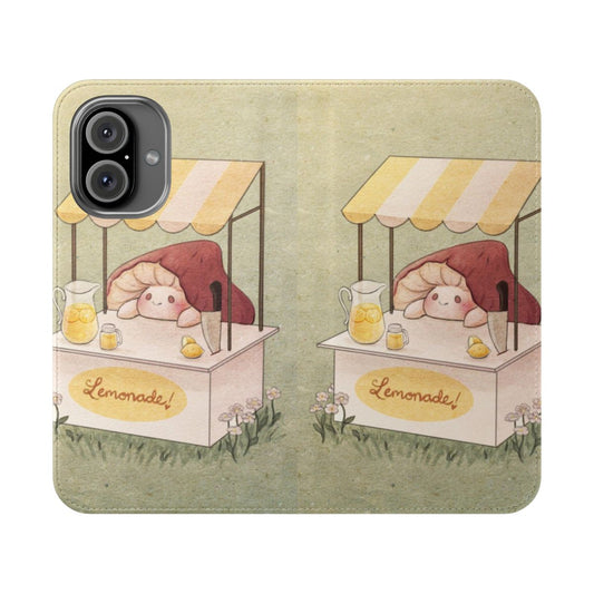 Whimsical mushroom-themed phone case with a cottage core style design