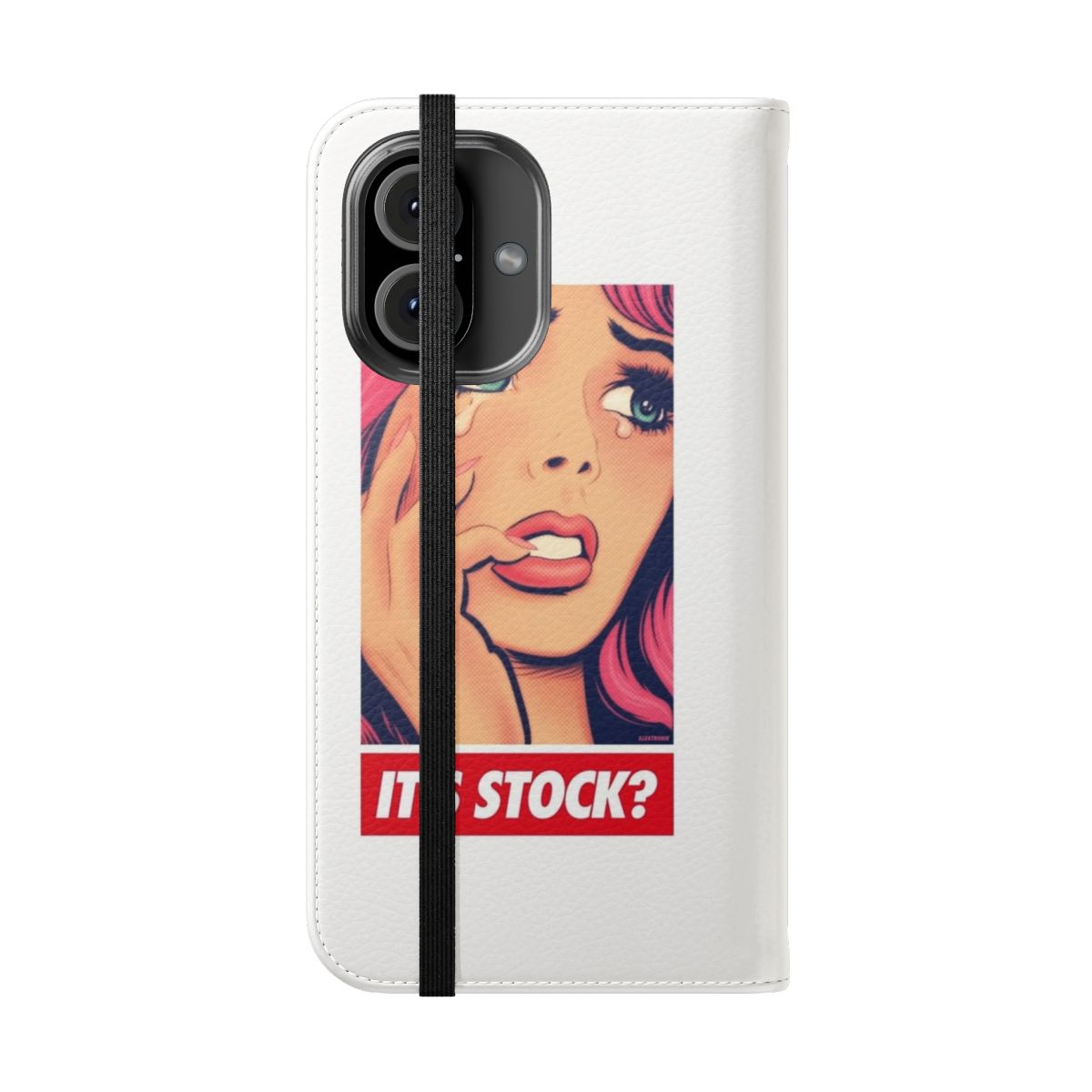 Pinkie-Inspired Flip Phone Case with Cartoon Vector Art Design - Folded Front