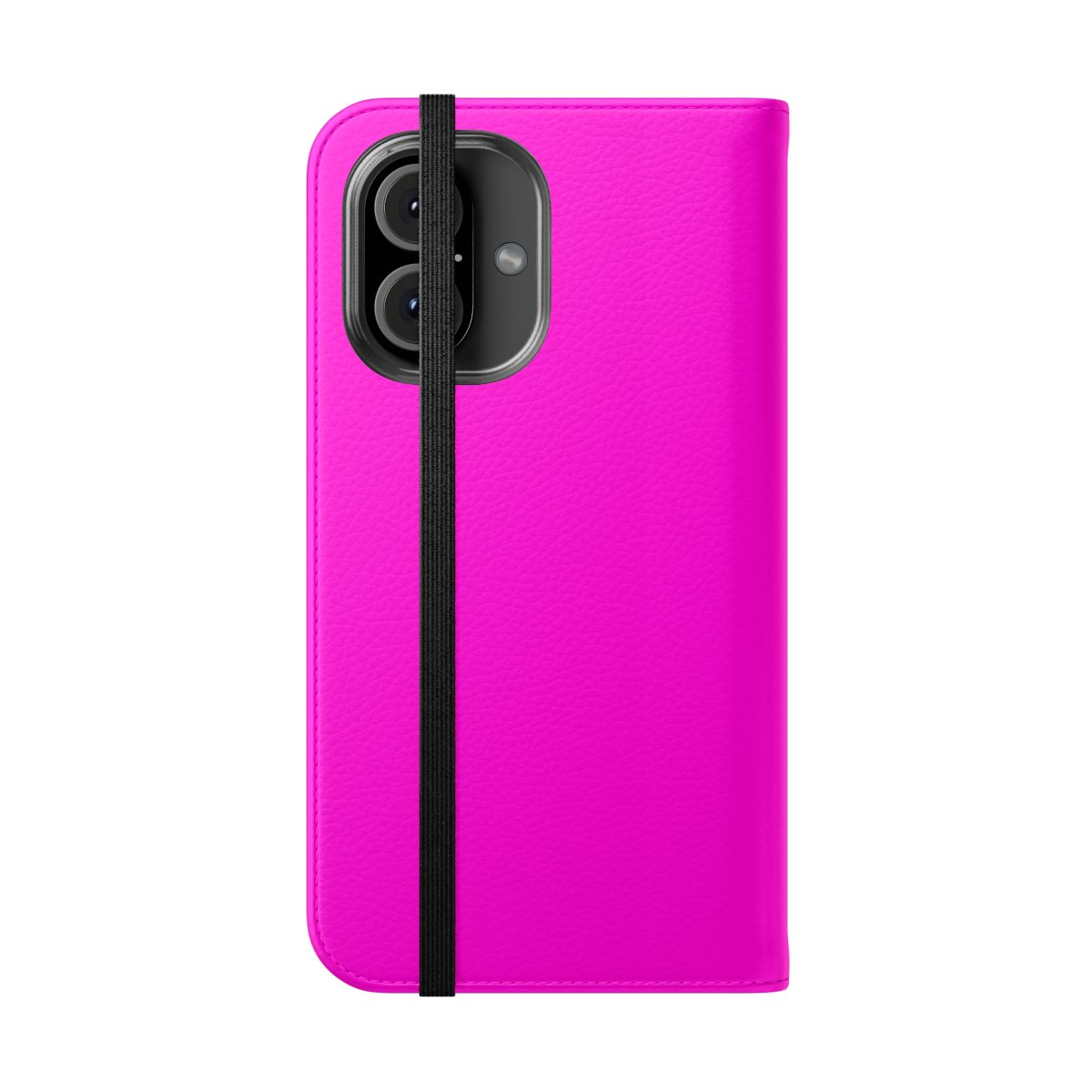 A vibrant fluorescent neon hot pink phone case. - Folded Front