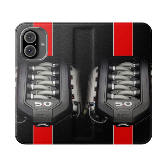 Mustang 5.0 GT themed flip cover phone case for iPhone and Samsung