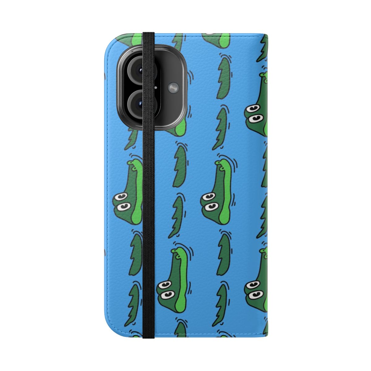 Gator-themed flip phone case with King Gizzard-inspired design - Folded Front