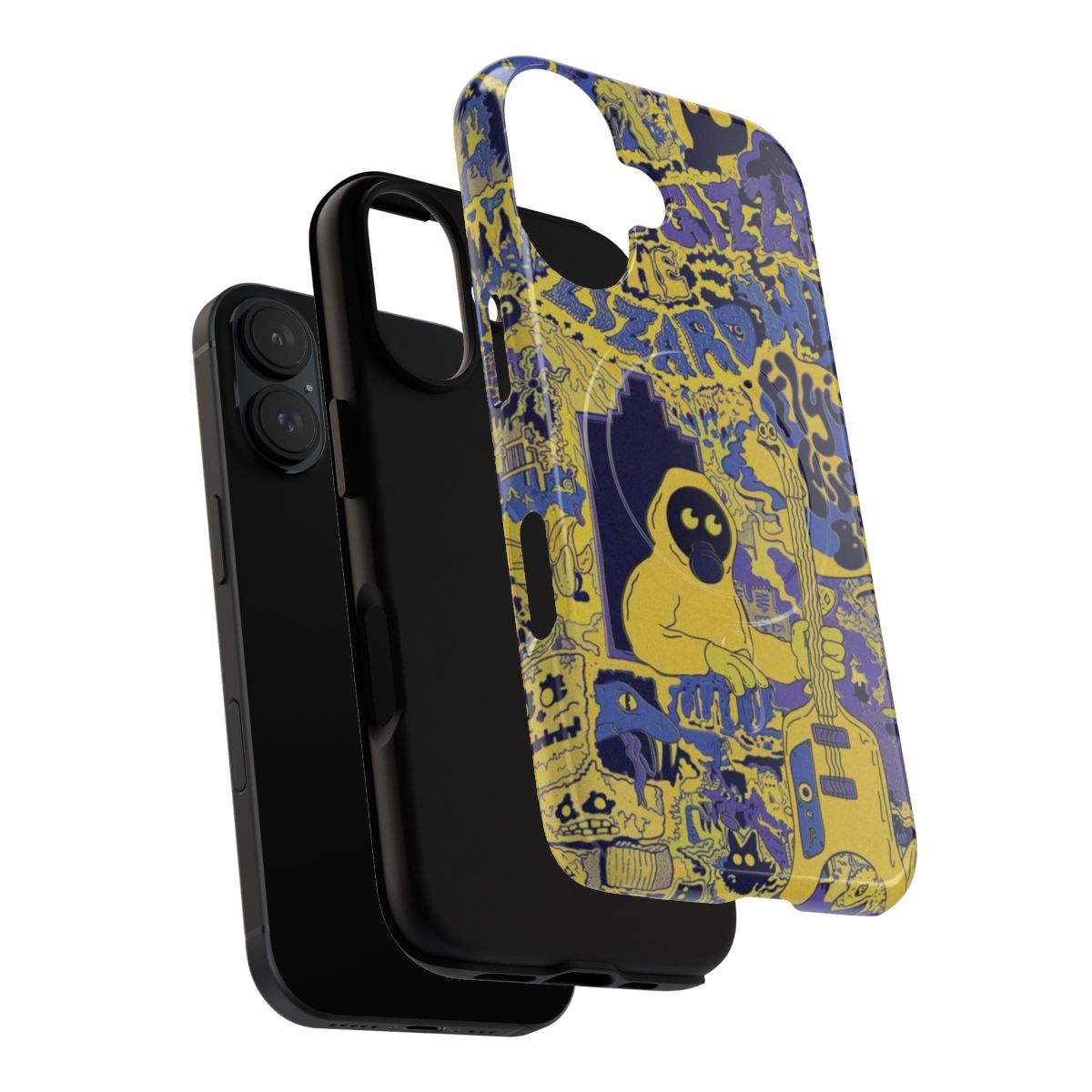 Customizable tough phone cases featuring a "Bananaments" design inspired by the band King Gizzard and the Lizard Wizard. - Layers