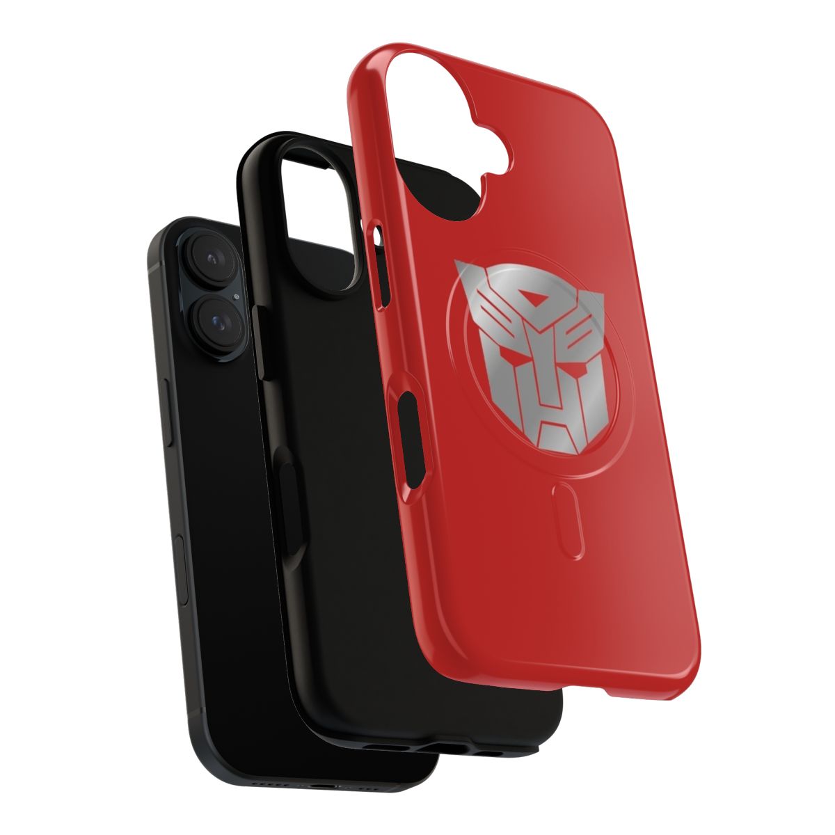 Transformers-inspired magnetic tough phone case with silver logo - Layers