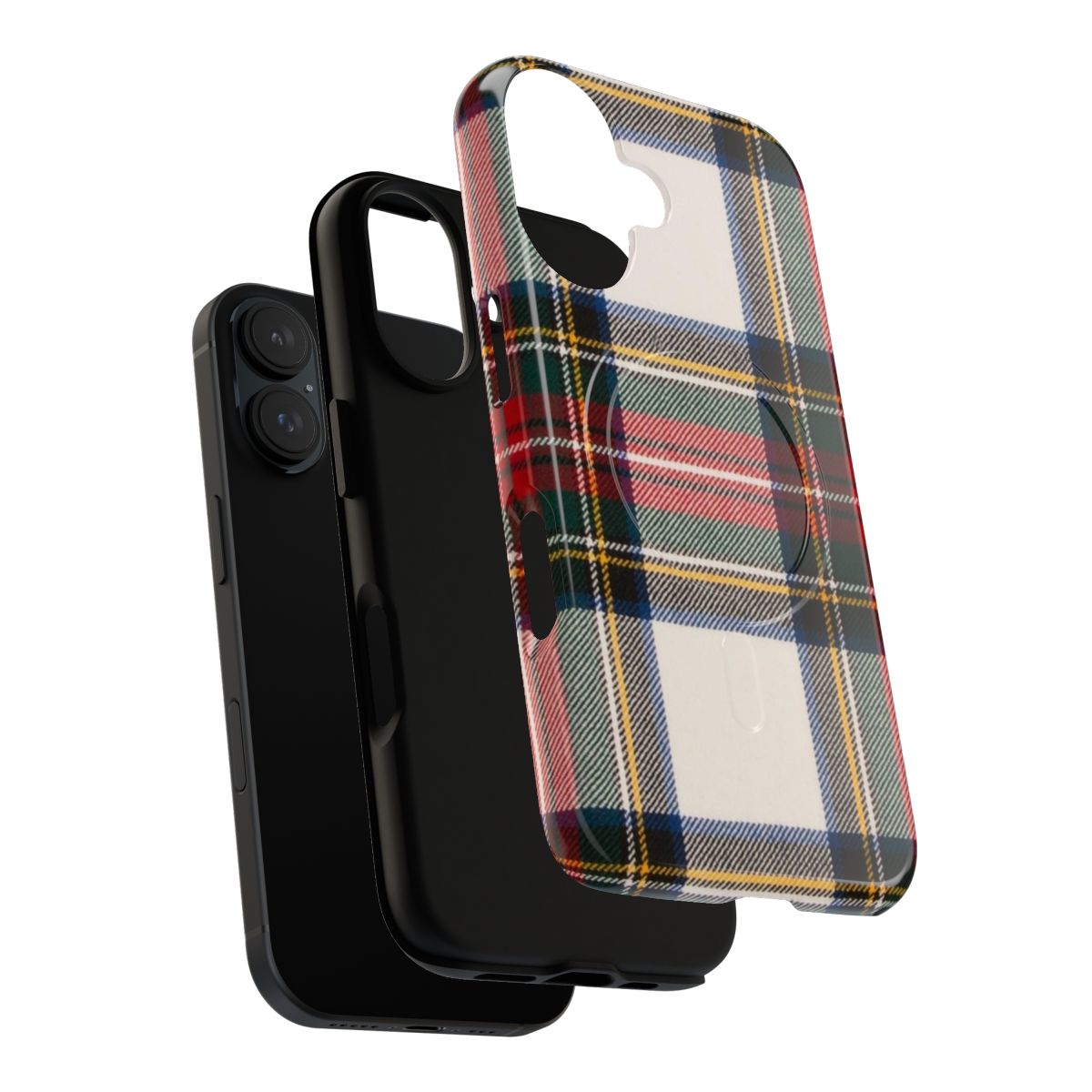 Vintage Scottish tartan pattern phone case with magnetic closure - Layers