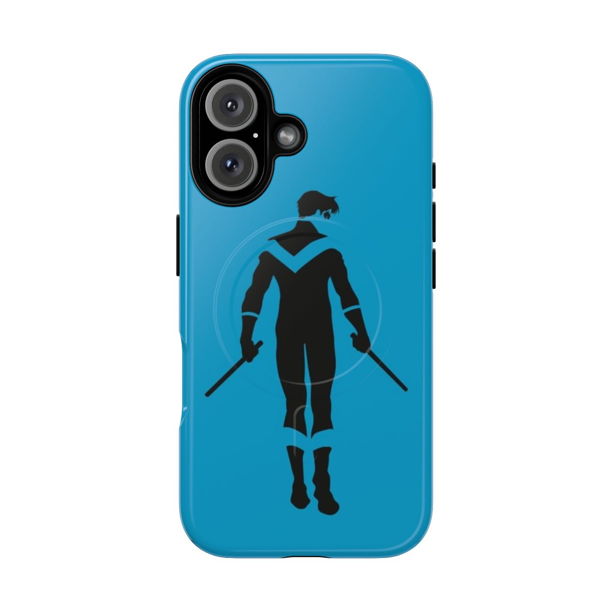 Nightwing-inspired minimalist phone case with a clean, modern design