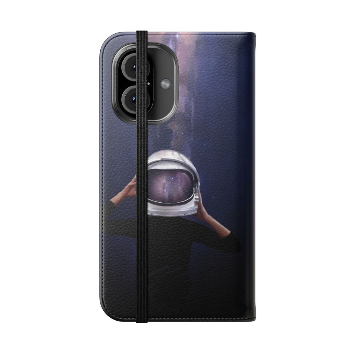 Cosmic astronaut phone case with stars and galaxy design - Folded Front