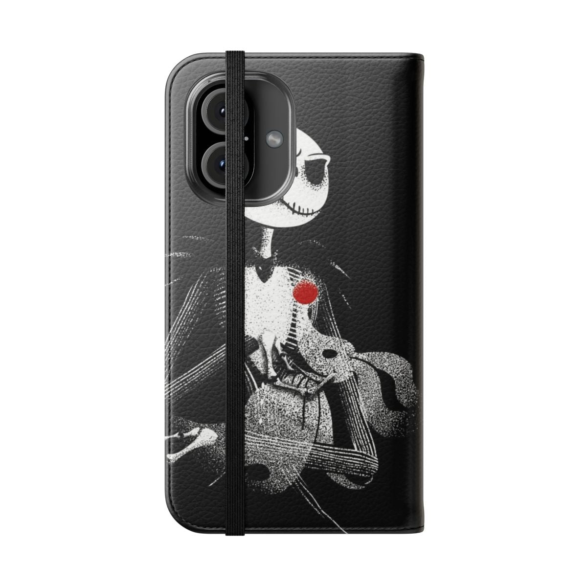 Jack Skellington Pumpkin King inspired phone case with a Godfather-style design - Folded Front