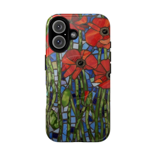 Colorful stained glass poppy mosaic phone case