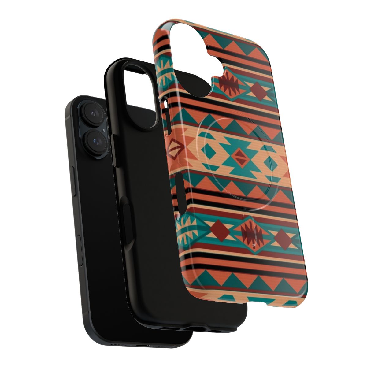 Turquoise Beige Terracotta Southwestern Design Magnetic Tough Phone Case - Layers