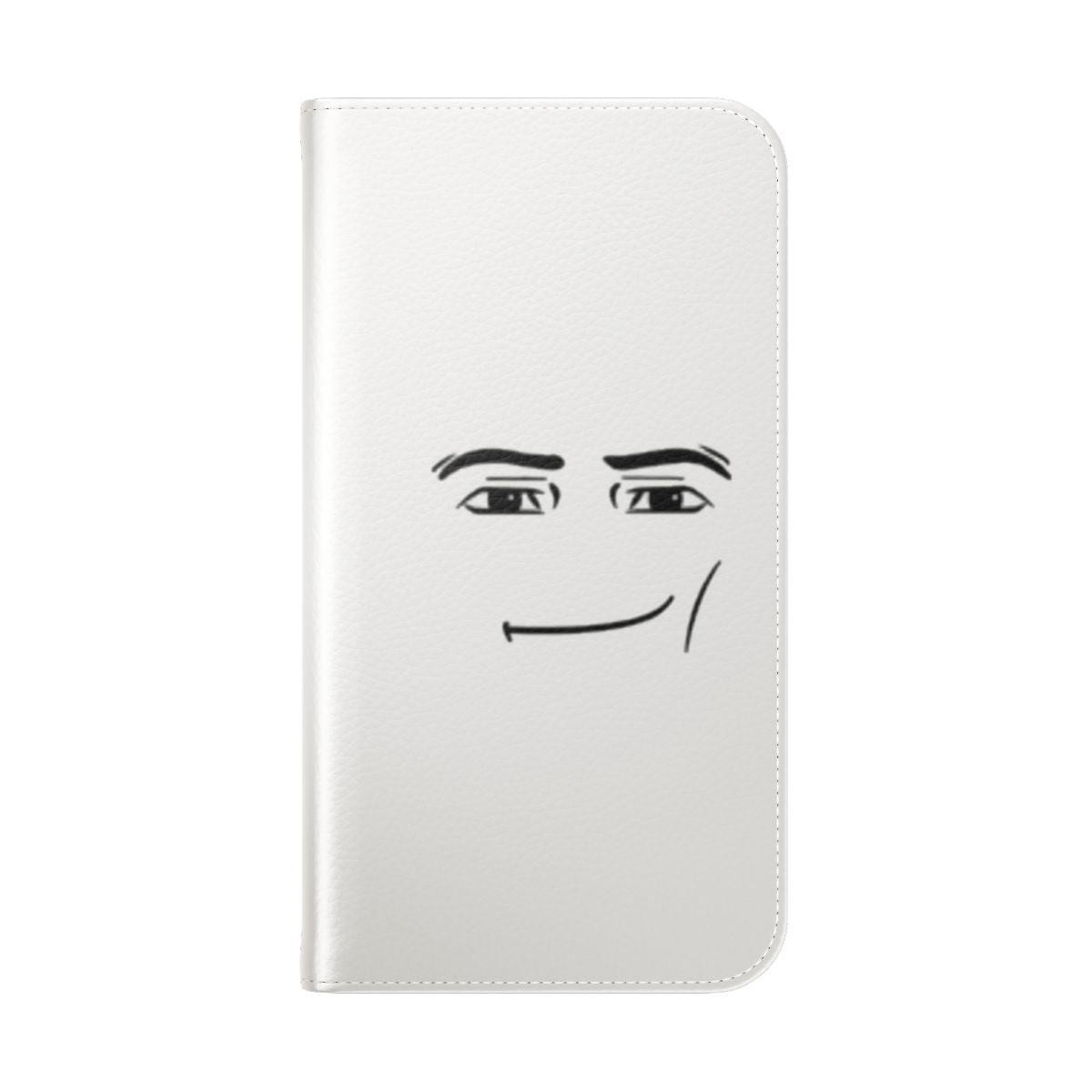 Roblox-themed flip cover phone case featuring the iconic "The Man" face design - Folded Back