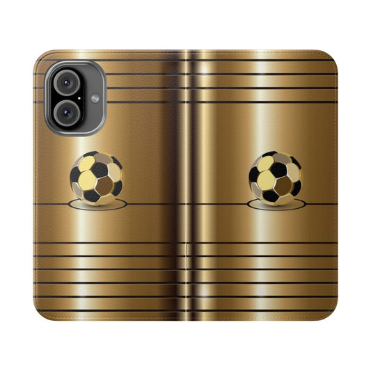 Golden football pitch design phone case