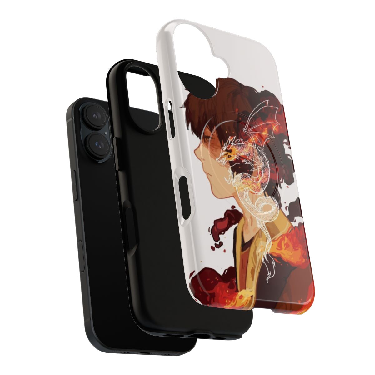 Zuko-inspired magnetic tough phone cases with fire and dragon design - Layers