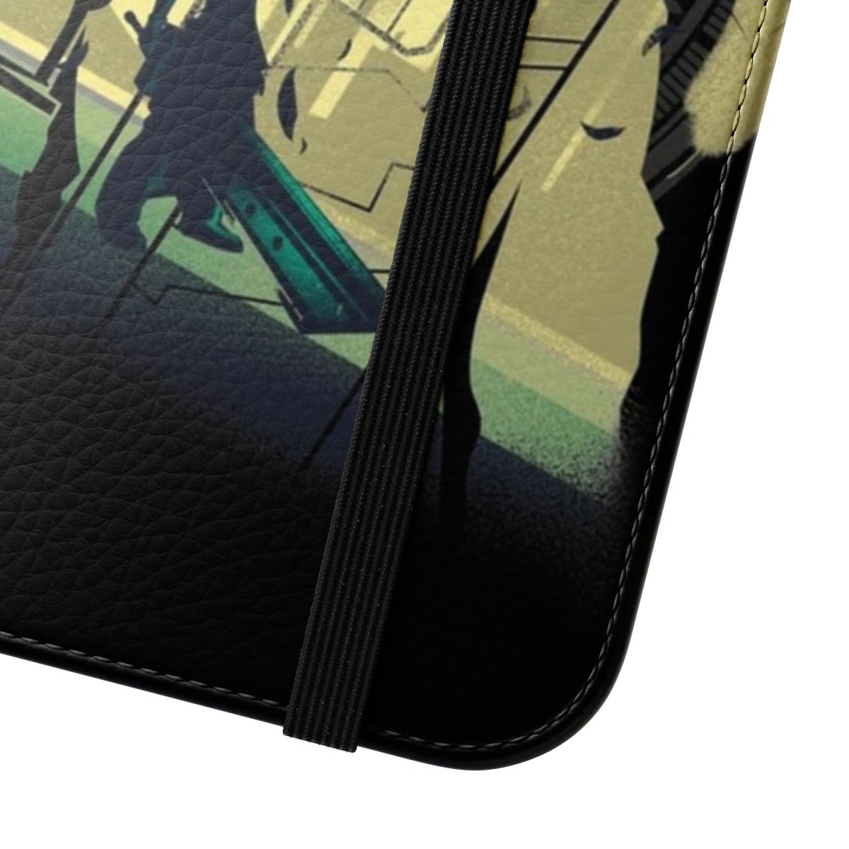 Stylized Final Fantasy 7 phone case featuring character designs - Close Up