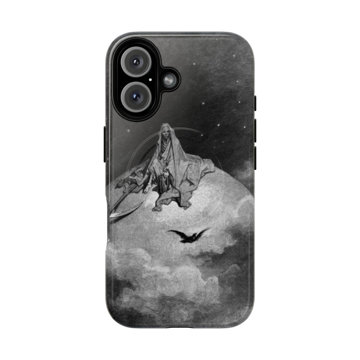 Stylized phone case featuring Gustave Dore's illustration of Edgar Allan Poe's poem "The Raven"