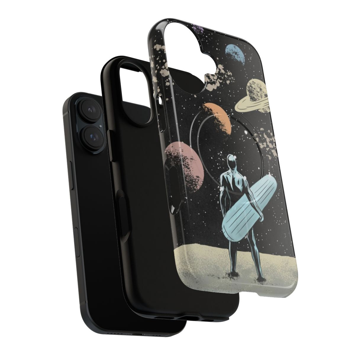 Retro-inspired Silver Surfer themed magnetic tough phone case - Layers