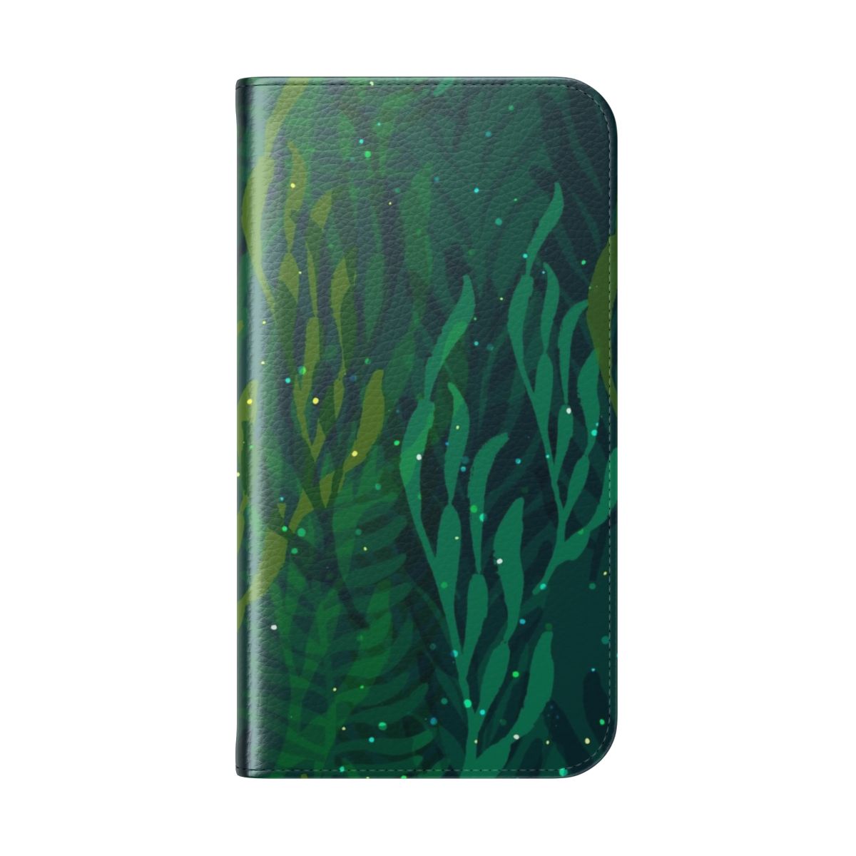 Emerald forest underwater phone case with vibrant seaweed and bubbles - Folded Back