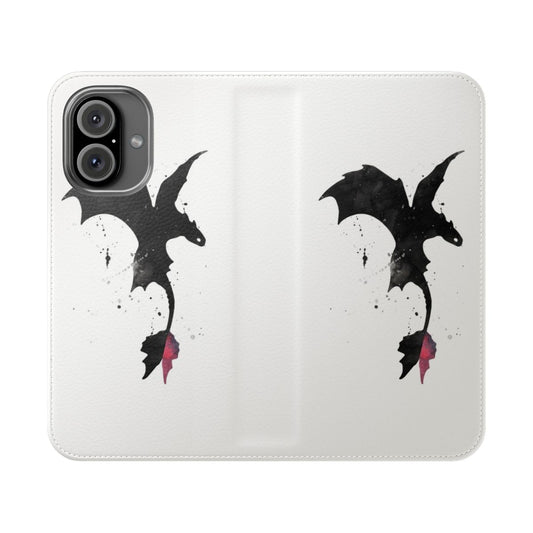 Artistic Toothless Dragon Phone Case Cover with Splatter Silhouette Design