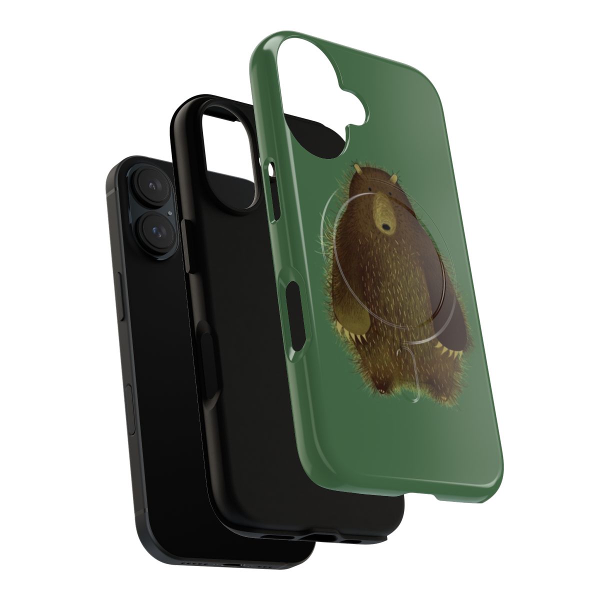 Fluffy brown bear phone case with magnetic closure - Layers